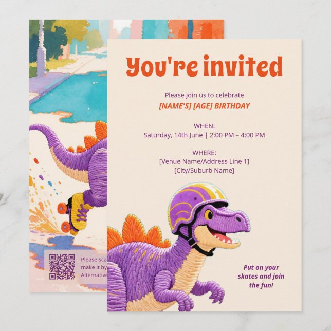 Invitación Arte Pintado con Hilo | Cumpleaños de Edad Persona (Anverso / Reverso)