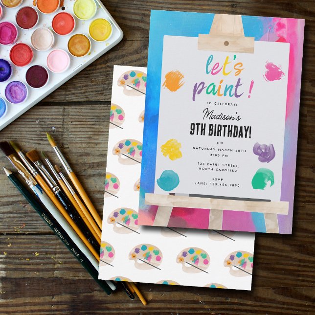 Invitación Arte pintar arte artista pintar tema de cumpleaños (Art Painting Craft Artist Paint Birthday Theme Invitation)