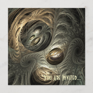 Invitación Arte plateado del fractal del túnel del oro