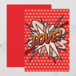 INVITACIÓN ARTE POP DE CÓMIC RETRO DIVERTIDO AMOR
