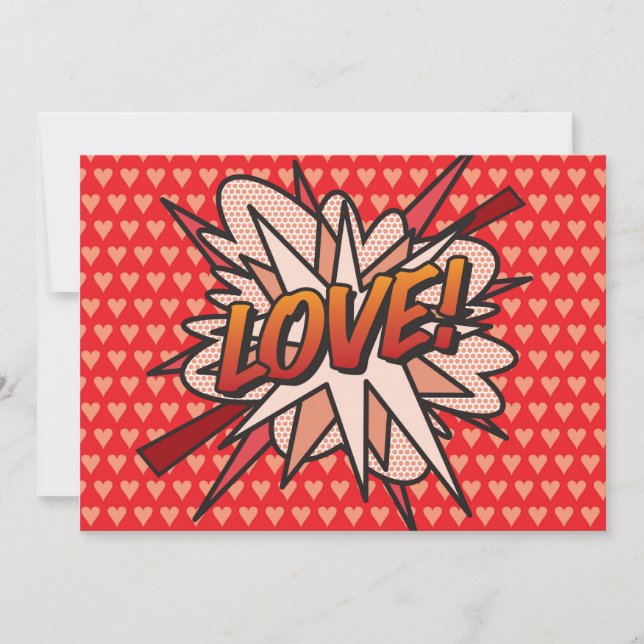Invitación Arte Pop de Cómic Retro Divertido de AMOR (Anverso)