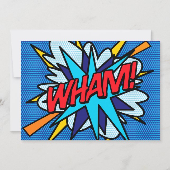 Invitación Arte pop de cómics retro de WHAM (Anverso)