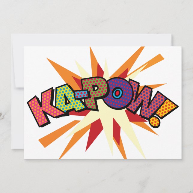 Invitación Arte Pop de Cómics Retro Divertidos KA-POW (Anverso)