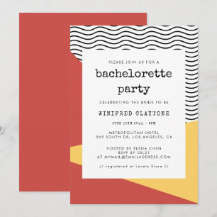 Invitación Arte pop de los años 80 Memphis estilo Bachelorett