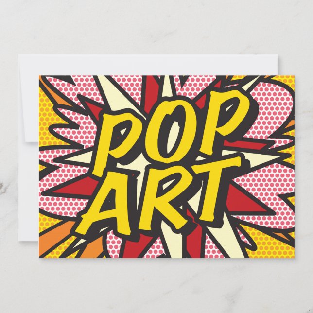 Invitación ARTE POP Divertido Arte Pop de Cómic Retro (Anverso)