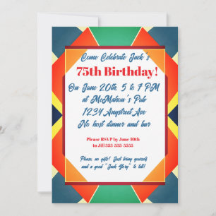 Invitación Arte Pop Geométrico Cumpleaños de Adulto