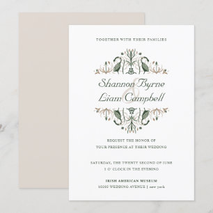 Invitación Arte popular celta   Moderno Boda floral irlandés