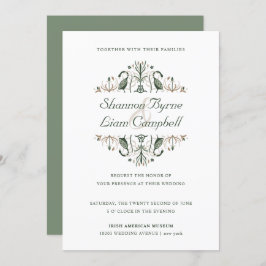 Invitación Arte popular celta | Moderno Boda floral irlandés