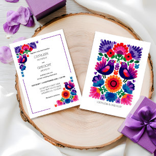 Invitación Arte Popular Colorido Vibrante Boda Tradicional