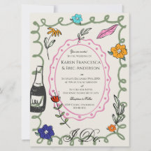 Arte Popular Floral Caprichoso Boda Dibujado a Man