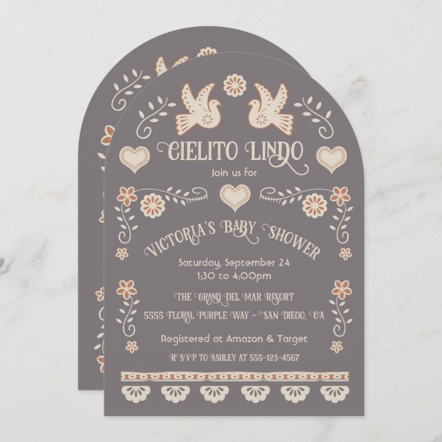 Invitación Arte popular mexicano Cielito Lindo Baby Shower Ar (Anverso / Reverso)