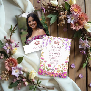 Invitación Arte Popular Rosa % Lila Españolas Mexicanas XVs F