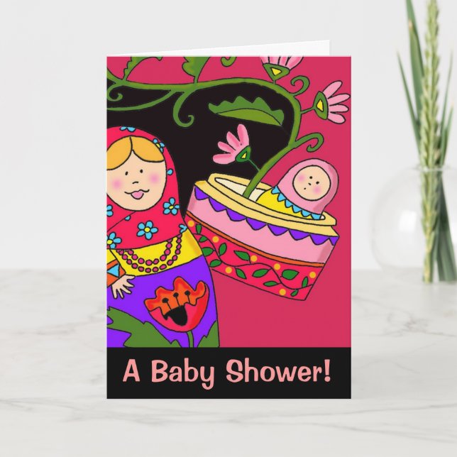 Invitación Arte popular ucraniano de la ducha de la niña (Anverso)