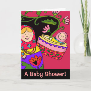 Invitación Arte popular ucraniano de la ducha de la niña