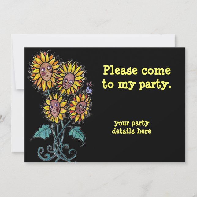 Invitación Arte Popular Ucraniano Girasol. (Anverso)