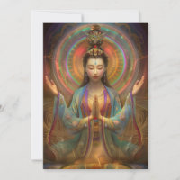 Arte Psicodélico Colorido de la Diosa Quan Yin