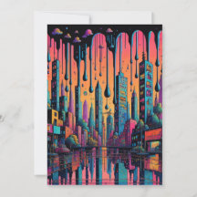Arte psicodélico de ciudad goteante