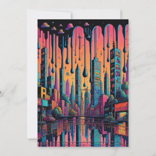 Invitación Arte psicodélico de ciudad goteante