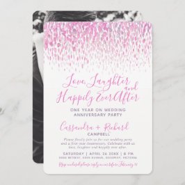 Invitación Arte rosa púrpura en cascada un año en la fiesta d