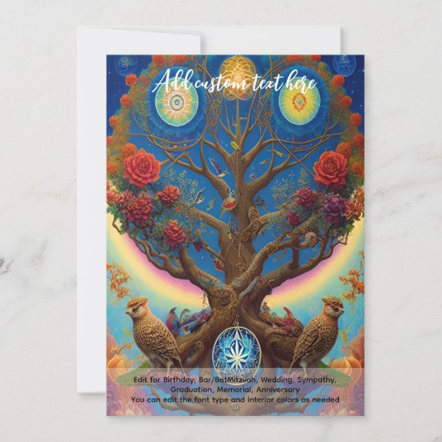 Invitación Arte sagrado árbol místico de la vida soñador espi (Anverso)