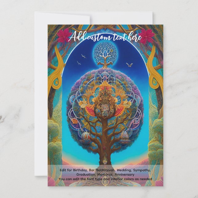 Invitación Arte sagrado árbol místico de la vida soñador espi (Anverso)