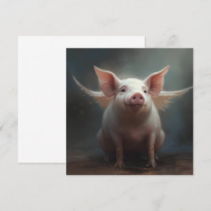 Invitación Arte soñador surrealista de cerdo volador con alas