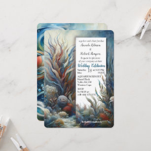 Invitación Arte subacuático de peces y corales en acrílico