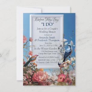 Invitación Arte surrealista con flores y aves