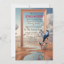 Invitación Arte surrealista con flores y aves