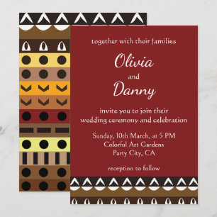 Invitación Arte Tribal Colorido Deco Boda