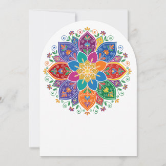 Invitación Arte vectorial de mandala floral multicolor vibran