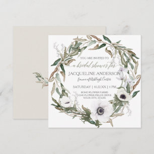 Invitación Arte verde oliva de la guirnalda de la hoja de la