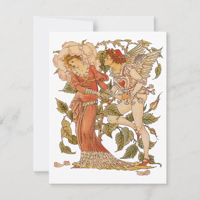 Invitación Arte Victoriano Antiguo, Rosa por Walter Crane (Anverso)
