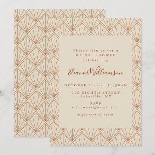 Invitación Arte vintage art déco quemado naranja ducha de nov