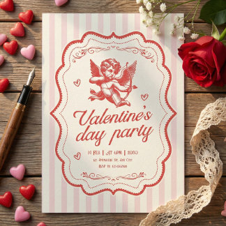Invitación Arte vintage del día de San Valentín con corazón d