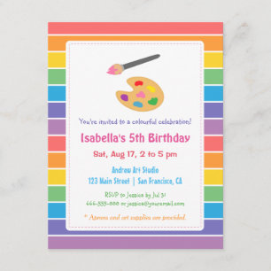 Invitación Artes de Pintura de Arcoíris Cumpleaños de Niños F