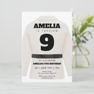 Invitación Artes Marciales Cumpleaños Uniforme Blanco Karate
