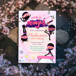 Invitación Artes marciales de cumpleaños de Ninja Chica