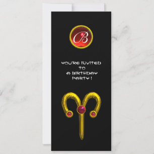 Invitación ARTES RUBY MONOGRAM , rojo negro brillante