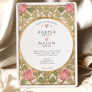 Invitación Artes y artesanías Bodas de tulipanes rosados y co