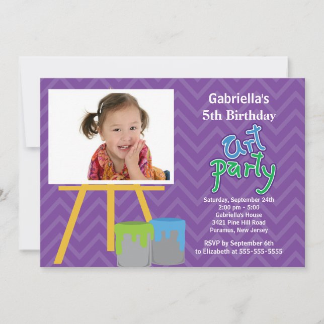 Invitación Artes y fiesta de cumpleaños de la foto de la (Anverso)