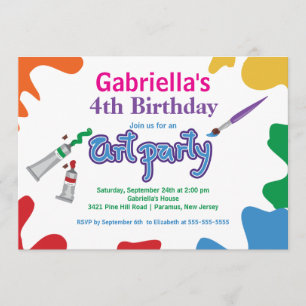 Invitación Artes y fiesta de cumpleaños de la pintura de los