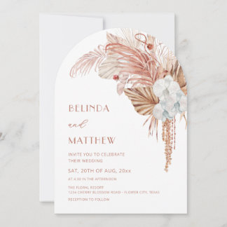 Invitación Artesanal floral arqueado Boho acuarela