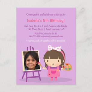 Invitación Artesanía de Cute Pintura Foto de fiesta de cumple