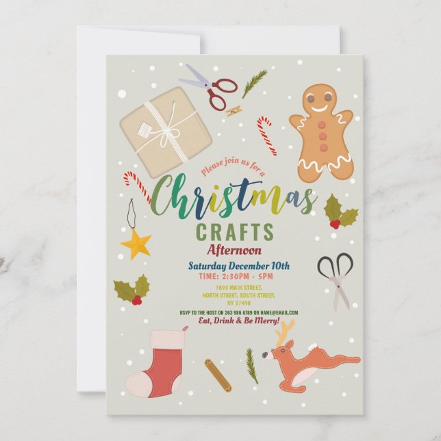Invitación Artesanías que hacen familia de Navidades Fiestas  (Anverso)