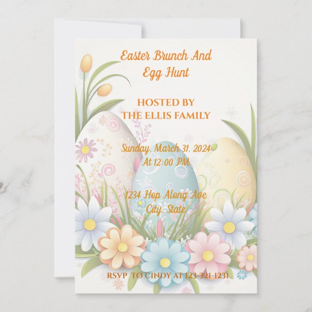 Invitación 🌸 Artful Easter Brunch & Egg Hunt (Anverso)