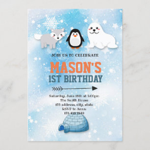 Invitación ártica del fiesta de los animales
