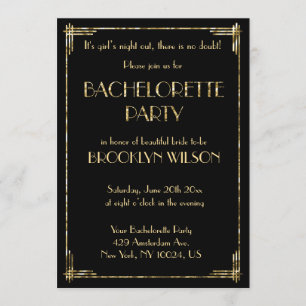Invitación Articulo Art Deco Relieve metalizado dorado Bachel