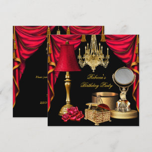 Invitación Artículos de Lujo Rojo Negro Dorado para Mujeres