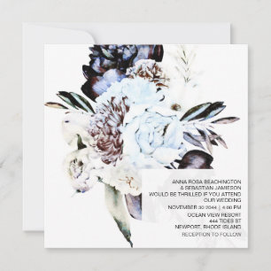 Invitación *~* Artista AR15 QR BODA Floral Azul RSVP